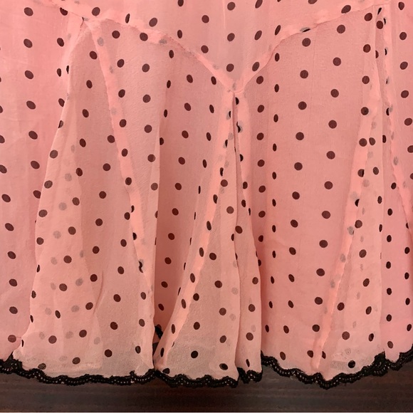 Ice Vintage Pink and Black Polka-Dot Flouncy Silk Skirt, Size 8 - Picture 4 of 10